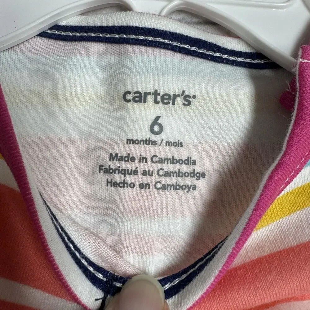Carter's Striped Peplum Bodysuit & Leggings Set Baby Girls Size 6 Months